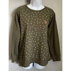 IO Sweatshirt Woman's Size XL Green Canoe Long Sleeve Sweater Outdoors